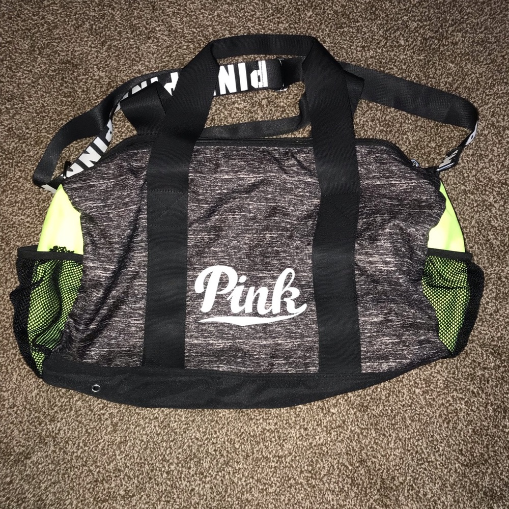 PINK grey & green duffel bag!